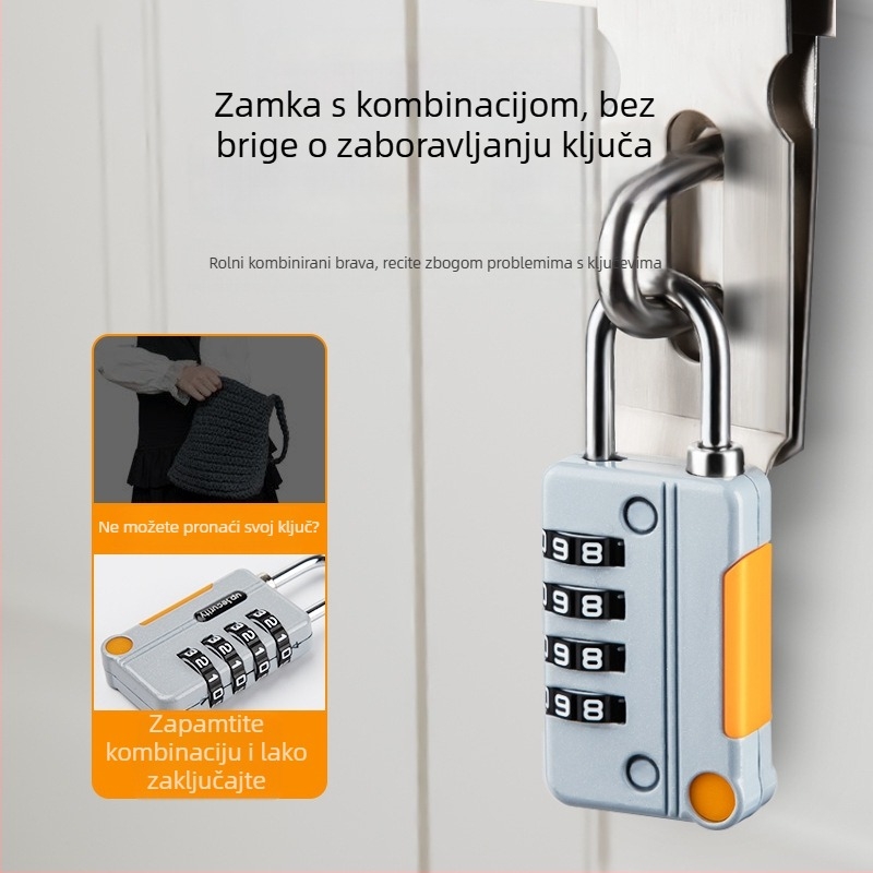 Mehanički koden katanc, U-oblik, od cinkovog legura i nehrđajućeg čelika; model z-mimagausuo-7.1; debljina šipke 3,8 mm; razmak šipki 11,8 mm; pogodan za kofer, ruksak, ormar i košaru za bicikl