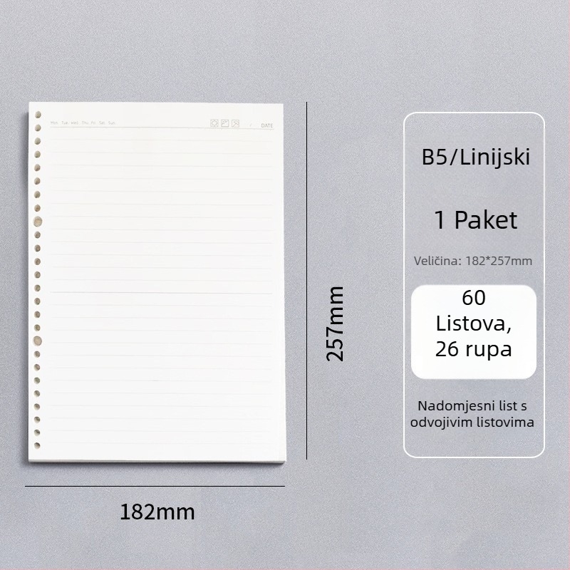 Bilježnica s labavim listovima u registru, papir 80 g/m2, dvostruko premazan, 50–100 stranica, PP korica