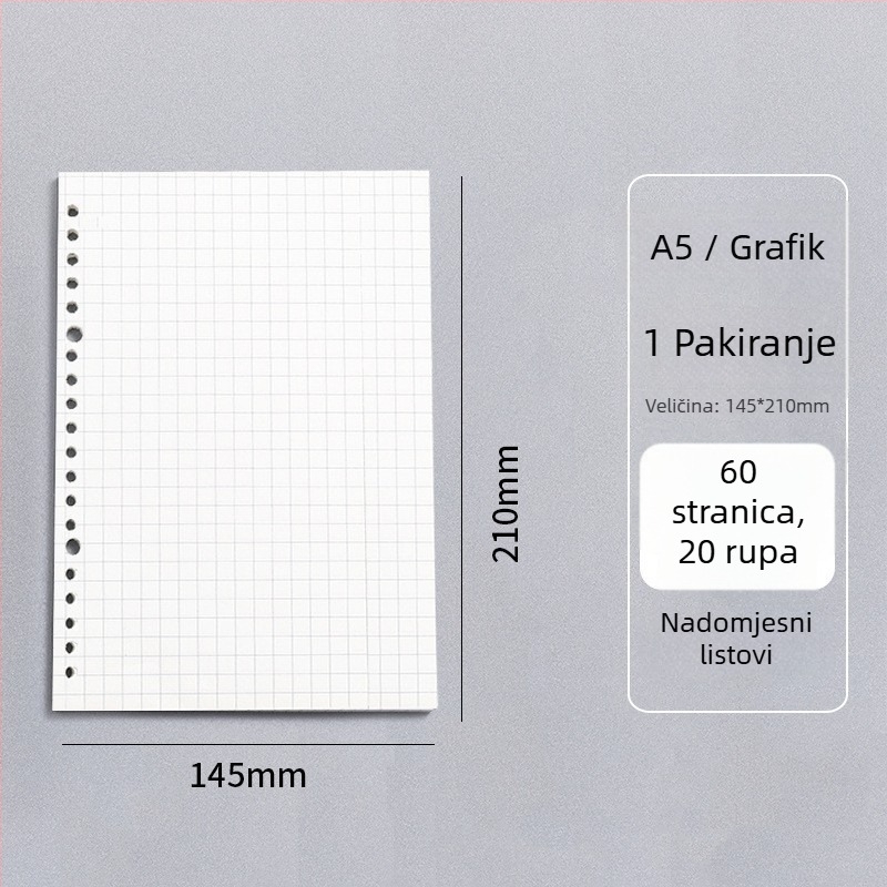 Bilježnica s labavim listovima u registru, papir 80 g/m2, dvostruko premazan, 50–100 stranica, PP korica