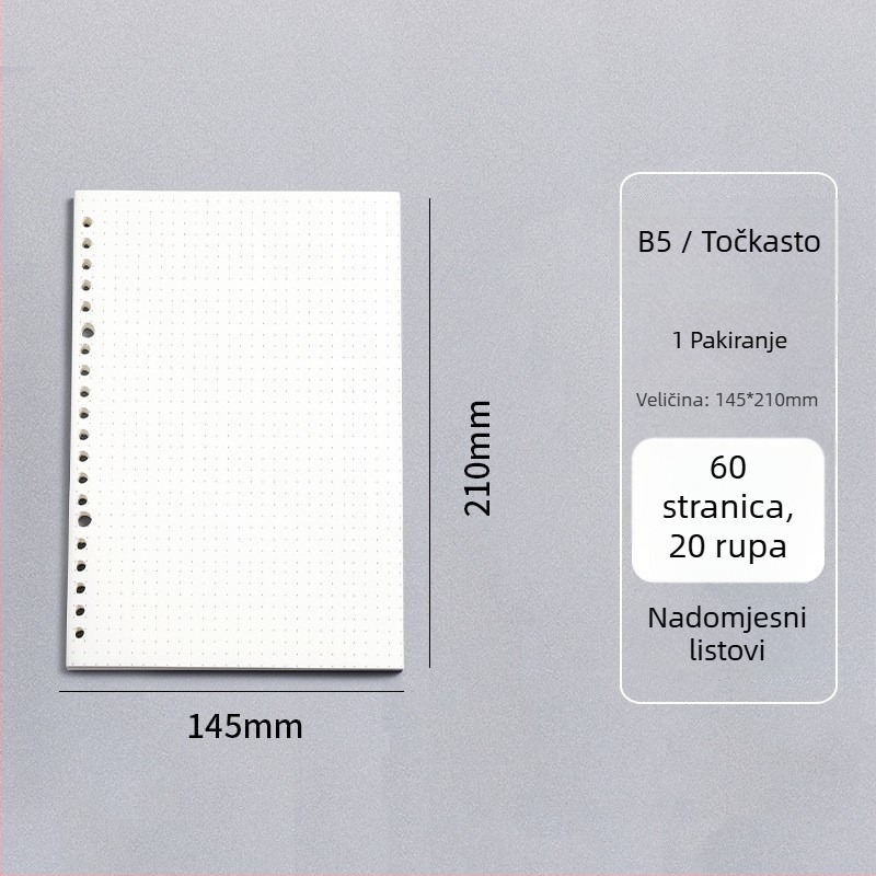 Bilježnica s labavim listovima u registru, papir 80 g/m2, dvostruko premazan, 50–100 stranica, PP korica