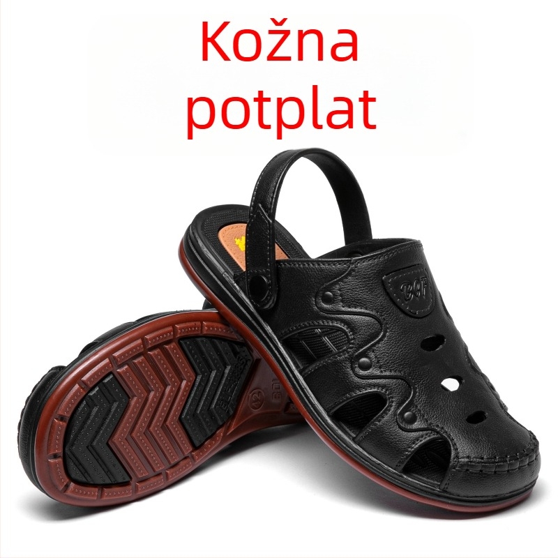 Muške sandale Baotou s zatvorenim prstom, PVC gornji dio, gumeni potplat, prozračne, vodootporne i protuklizne, zatvaranje na vezanje straga.