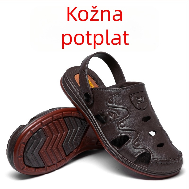 Muške sandale Baotou s zatvorenim prstom, PVC gornji dio, gumeni potplat, prozračne, vodootporne i protuklizne, zatvaranje na vezanje straga.