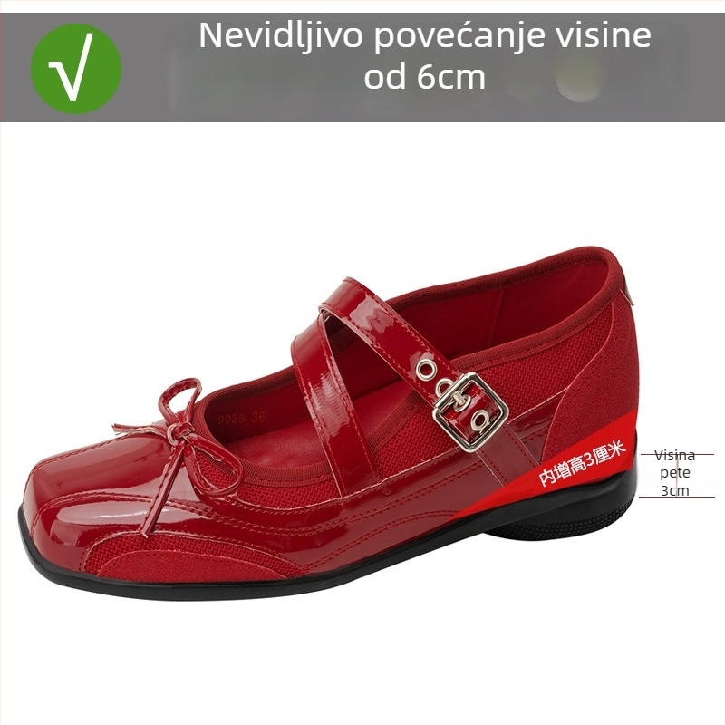 Ženske Mary Jane cipele, francuskog stila, okrugli vrh, gornji dio od mikrovlaknaste kože, kopčanje kopčom, srednje visina pete 3–5 cm