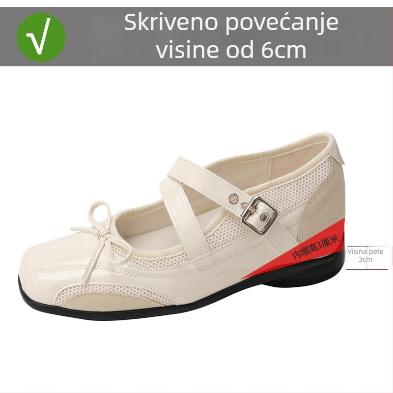 Ženske Mary Jane cipele, francuskog stila, okrugli vrh, gornji dio od mikrovlaknaste kože, kopčanje kopčom, srednje visina pete 3–5 cm