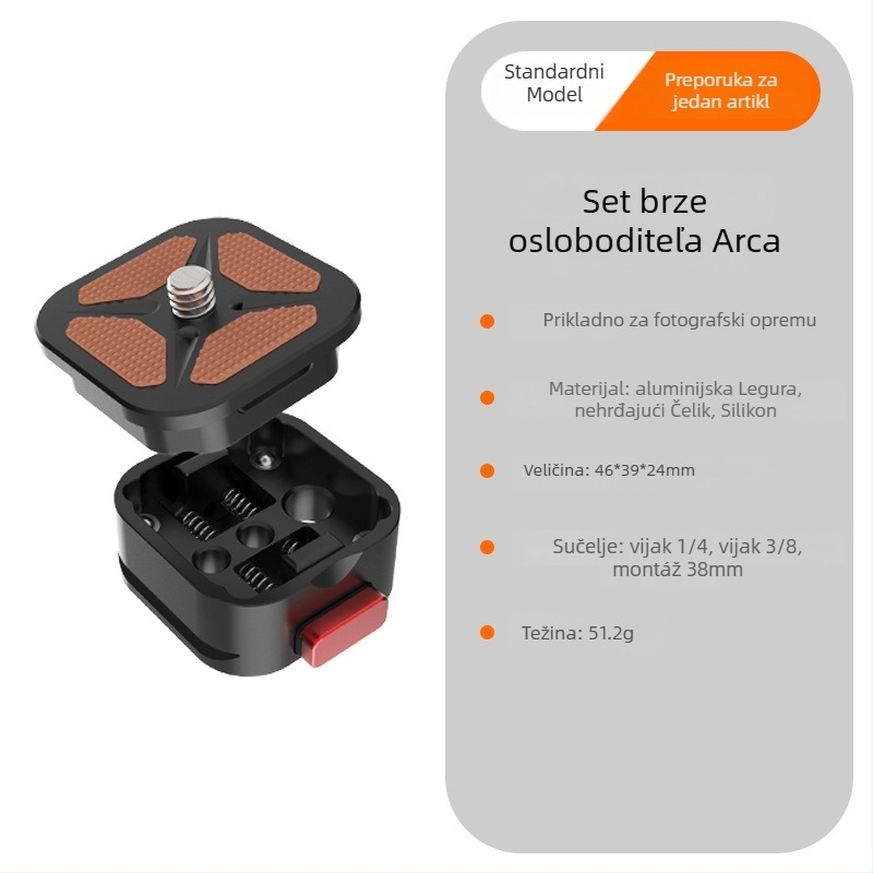 Beizhen Clip-b-g Aluminijska legura pločica brzog otpuštanja Stabilizator, univerzalna kompatibilnost, nosivost 6–10 kg, težina 51,2 g