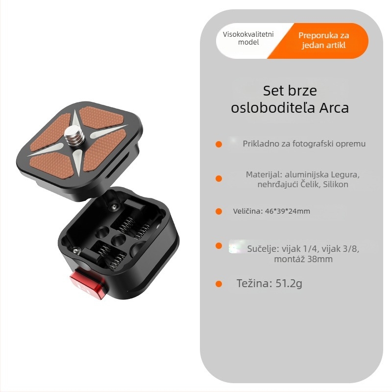 Beizhen Clip-b-g Aluminijska legura pločica brzog otpuštanja Stabilizator, univerzalna kompatibilnost, nosivost 6–10 kg, težina 51,2 g