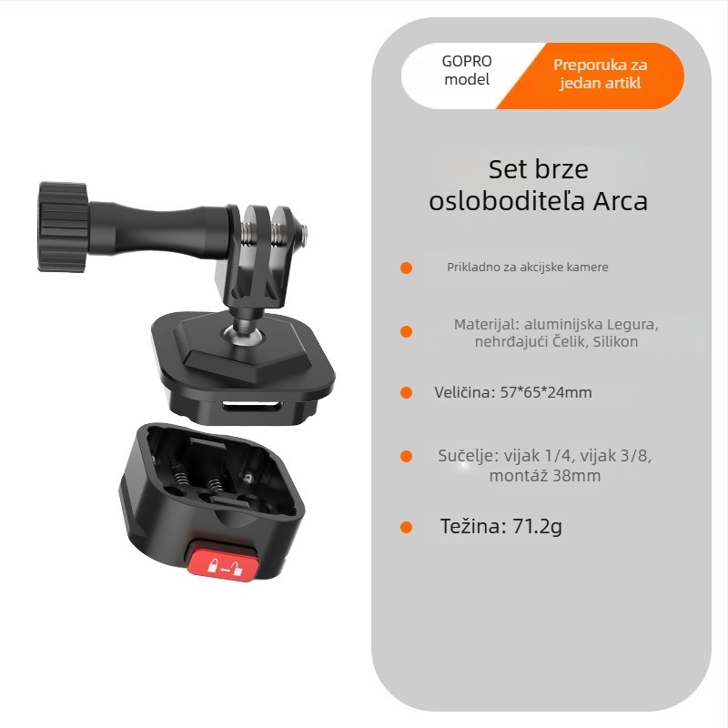 Beizhen Clip-b-g Aluminijska legura pločica brzog otpuštanja Stabilizator, univerzalna kompatibilnost, nosivost 6–10 kg, težina 51,2 g