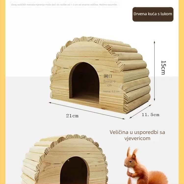 Hamster drvena kućica, s nagibnim krovom, za unutarnju upotrebu, zabava i toplina