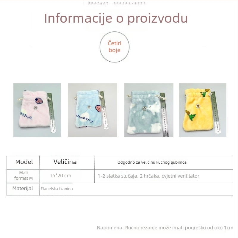 Flanelno gnijezdo za hrčke s vrpcom za zatvaranje