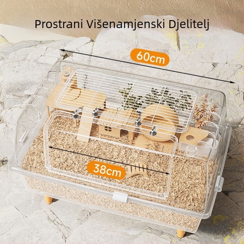 Kavez za hrčke s drvenim interijerom