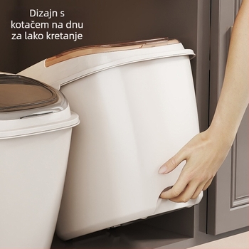 Kutija za skladištenje riže – Zatvorena, Otporna na vlagu i štetnike; PP plastika, Kvaliteta hrane; Zapremina 10 L+; Moderan dizajn