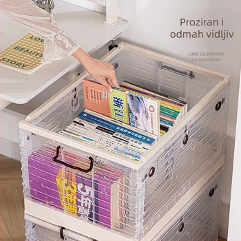 Plastična kutija za odlaganje, sklopiva s kotačićima, kapacitet 50-60 L, PP materijal, preklopni poklopac