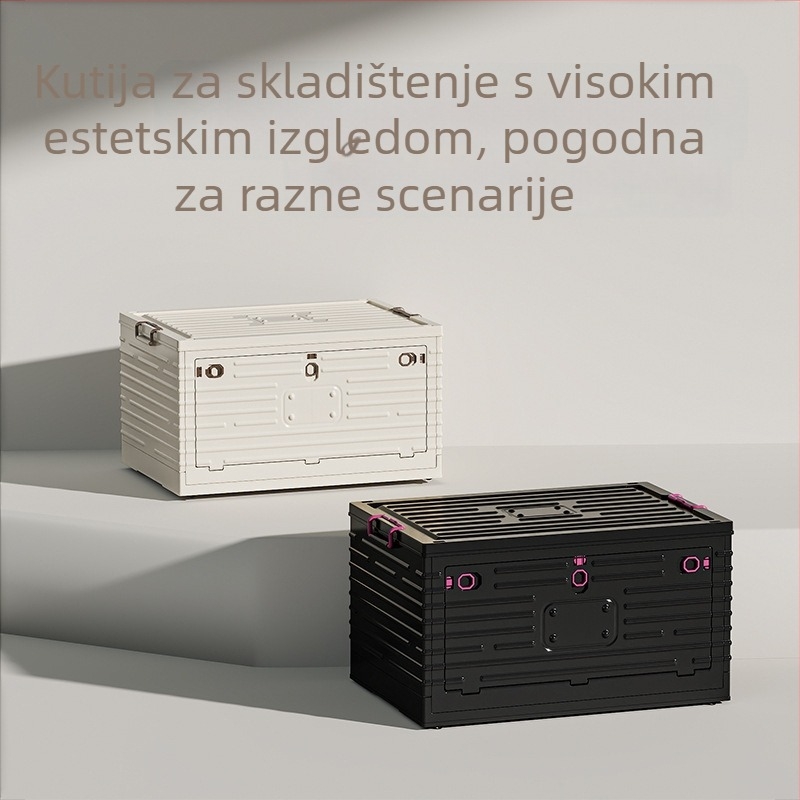 Plastična kutija za odlaganje, sklopiva s kotačićima, kapacitet 50-60 L, PP materijal, preklopni poklopac