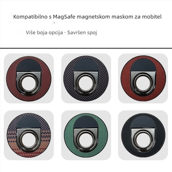 Magnetni držač za telefon s prstenom i dvostrukim preklopom, MagSafe, prenosni ručni nosač, univerzalna kompatibilnost s magnetnim kućištem, materijal: cinkova legura i Kevlar