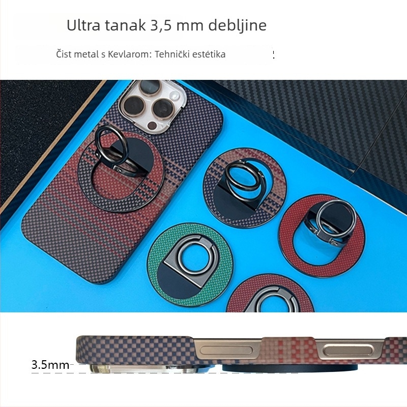 Magnetni držač za telefon s prstenom i dvostrukim preklopom, MagSafe, prenosni ručni nosač, univerzalna kompatibilnost s magnetnim kućištem, materijal: cinkova legura i Kevlar