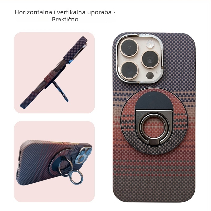 Magnetni držač za telefon s prstenom i dvostrukim preklopom, MagSafe, prenosni ručni nosač, univerzalna kompatibilnost s magnetnim kućištem, materijal: cinkova legura i Kevlar