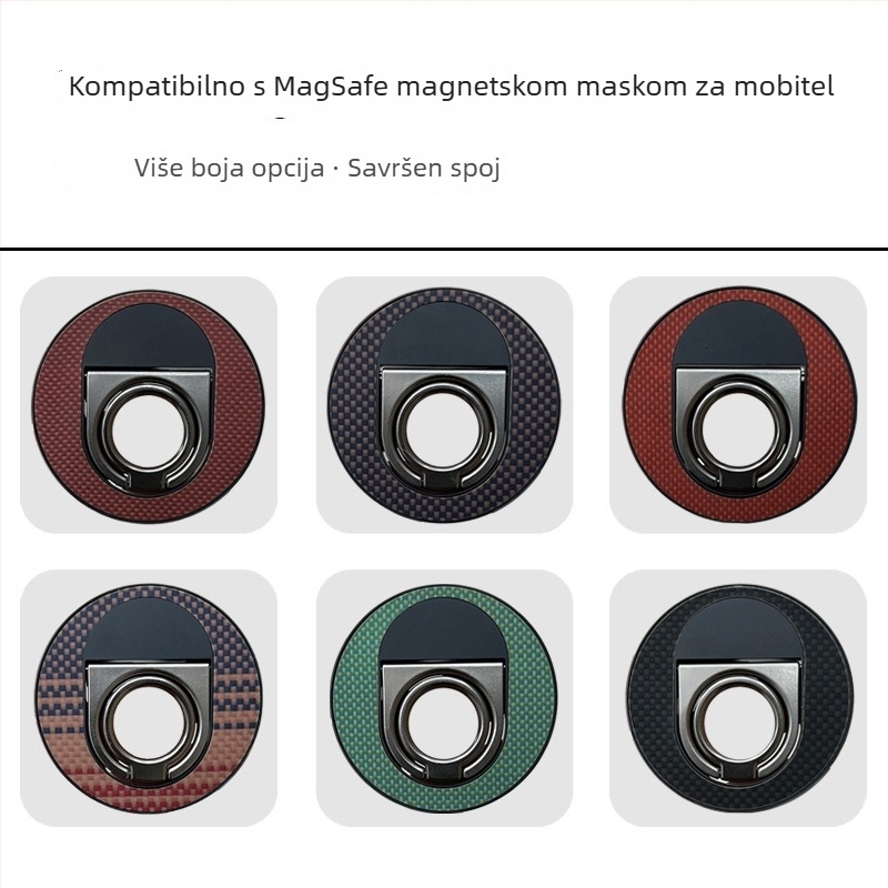 Magnetni držač za telefon s prstenom i dvostrukim preklopom, MagSafe, prenosni ručni nosač, univerzalna kompatibilnost s magnetnim kućištem, materijal: cinkova legura i Kevlar