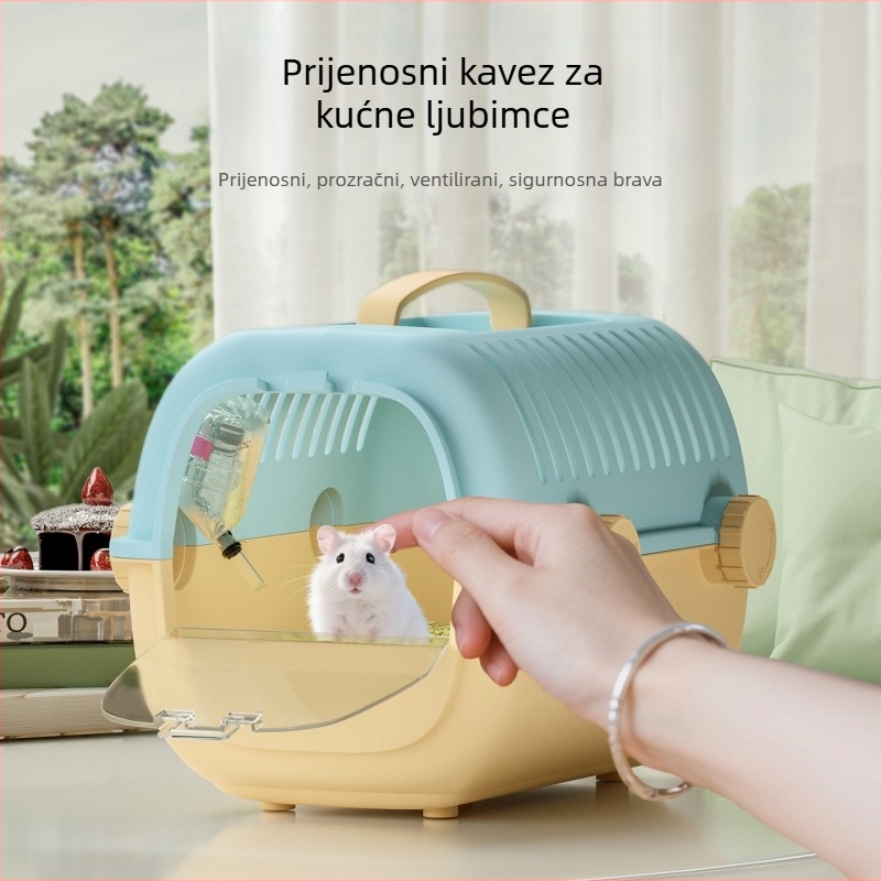 Prijenosna putna kavez za mala kućna ljubimca, kavez za zlatnog hrčka, kavez za ptice, siguran prijevoznik otporan na bijeg