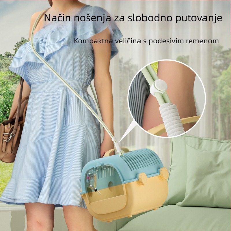 Prijenosna putna kavez za mala kućna ljubimca, kavez za zlatnog hrčka, kavez za ptice, siguran prijevoznik otporan na bijeg
