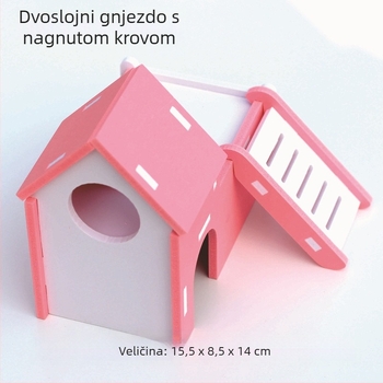 Kućica za hrčke s gnijezdom – dvokatna kućica, drvo-plastika