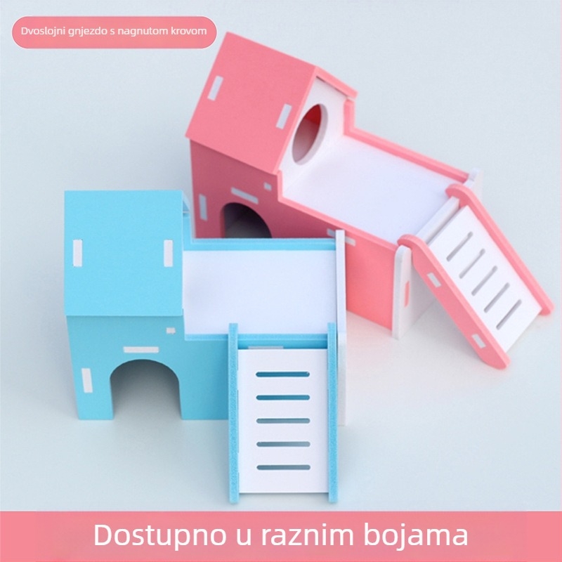 Kućica za hrčke s gnijezdom – dvokatna kućica, drvo-plastika