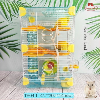 Kavez za hamstera s igračama i toboganom — Željezna žica + plastika; Pogodno za hamstera; Uvoz: Ne