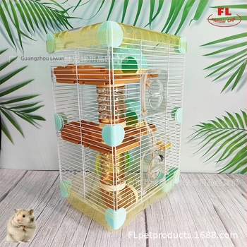 Kavez za hamstera s igračama i toboganom — Željezna žica + plastika; Pogodno za hamstera; Uvoz: Ne