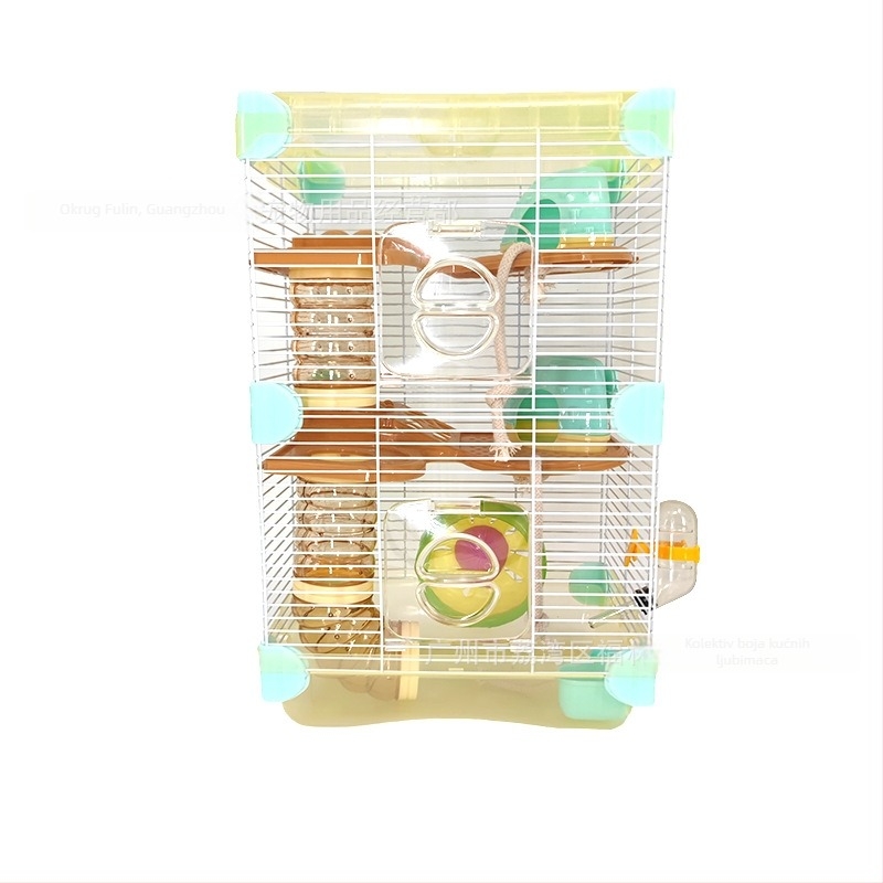 Kavez za hamstera s igračama i toboganom — Željezna žica + plastika; Pogodno za hamstera; Uvoz: Ne