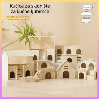 Drvena kućica sklonište za hrčka, stilovi 01-06