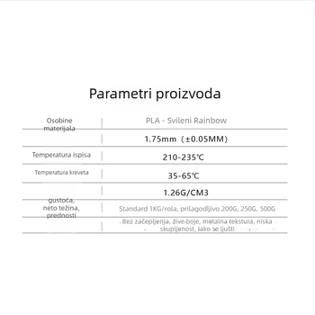 PLA filament za 3D ispis – kružni presjek, svilenkasti gradijentni izgled, uobičajena gustoća – Toksen 3d