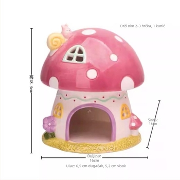 Keramičko gnijezdo za hrčke, kućica-dvorac u obliku gljive, unutarnja dekorativna dekoracija, skandinavski stil