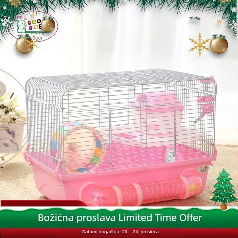 Hamster kavez, bazni model 47, plastično + žičana konstrukcija, za hamstere, marka Pet Boer, četiri sezone, paket s jednim i dvostrukim katom