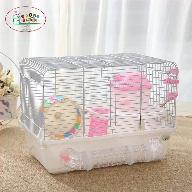 Hamster kavez, bazni model 47, plastično + žičana konstrukcija, za hamstere, marka Pet Boer, četiri sezone, paket s jednim i dvostrukim katom