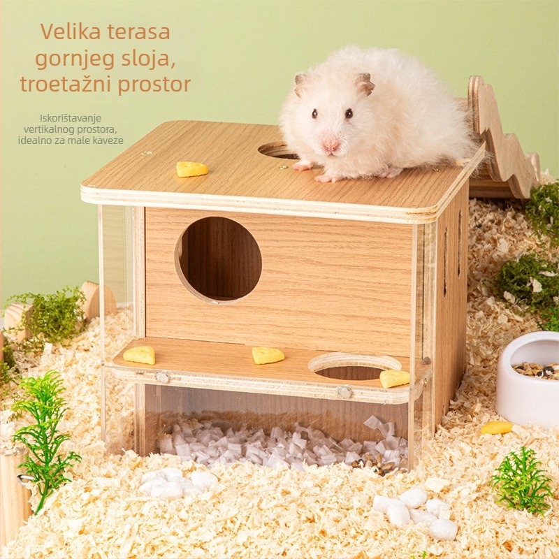 Prozirna akrilna kutija za kopanje za hamstera sa skloništem i bazenom za kopanje — dekor za male kućne ljubimce