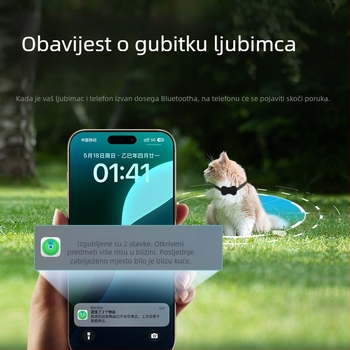 Lokalizator za kućne ljubimce s potpuno silikonskim kućištem protiv gubitka — Bluetooth 5.0, ABS kućište, 210 mAh baterija, težina 40 g