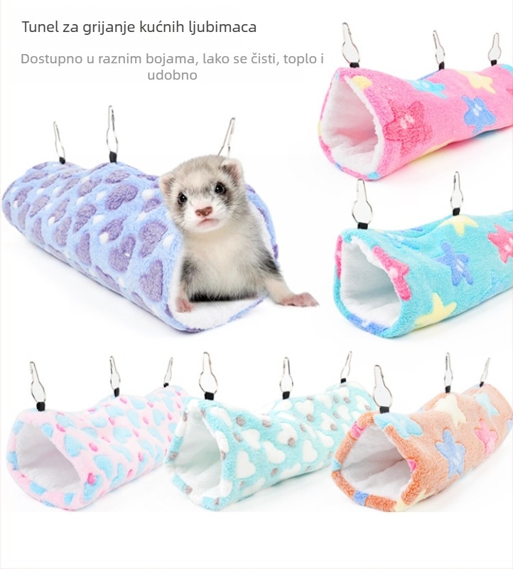 Hamak-gnijezdo za mala kućna ljubimca, zimsko pamučno gnijezdo s pliš tunelom
