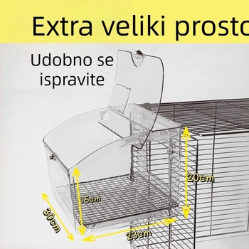 Vanjska kutija za prehranu papige s dizajnom protiv prosipanja i kadom za kupanje, od željezne žice, model 548dd