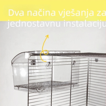 Vanjska kutija za prehranu papige s dizajnom protiv prosipanja i kadom za kupanje, od željezne žice, model 548dd