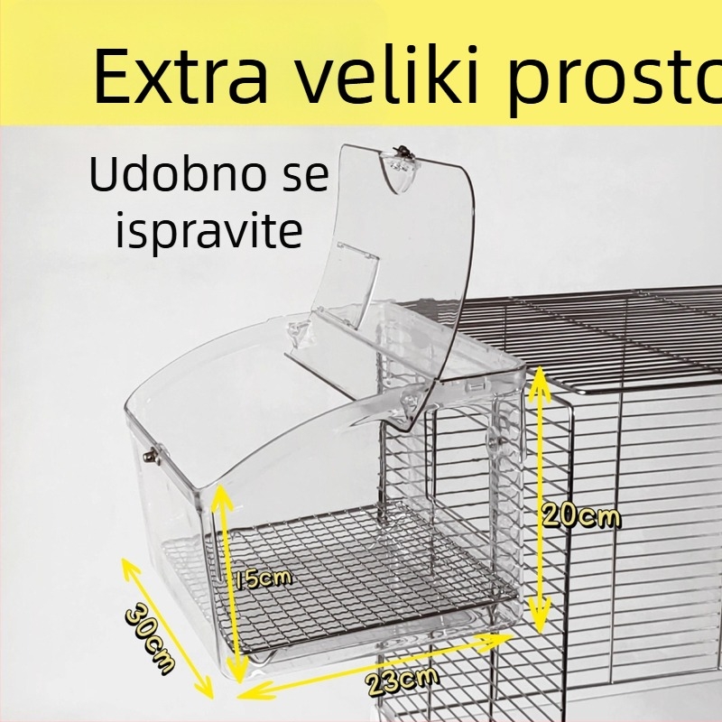 Vanjska kutija za prehranu papige s dizajnom protiv prosipanja i kadom za kupanje, od željezne žice, model 548dd