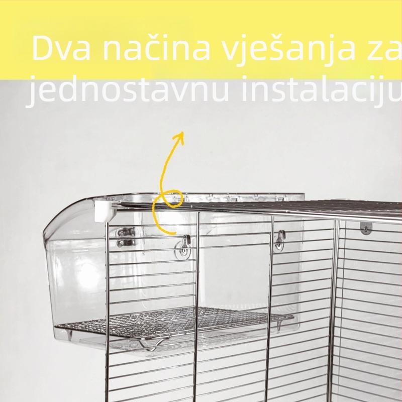 Vanjska kutija za prehranu papige s dizajnom protiv prosipanja i kadom za kupanje, od željezne žice, model 548dd