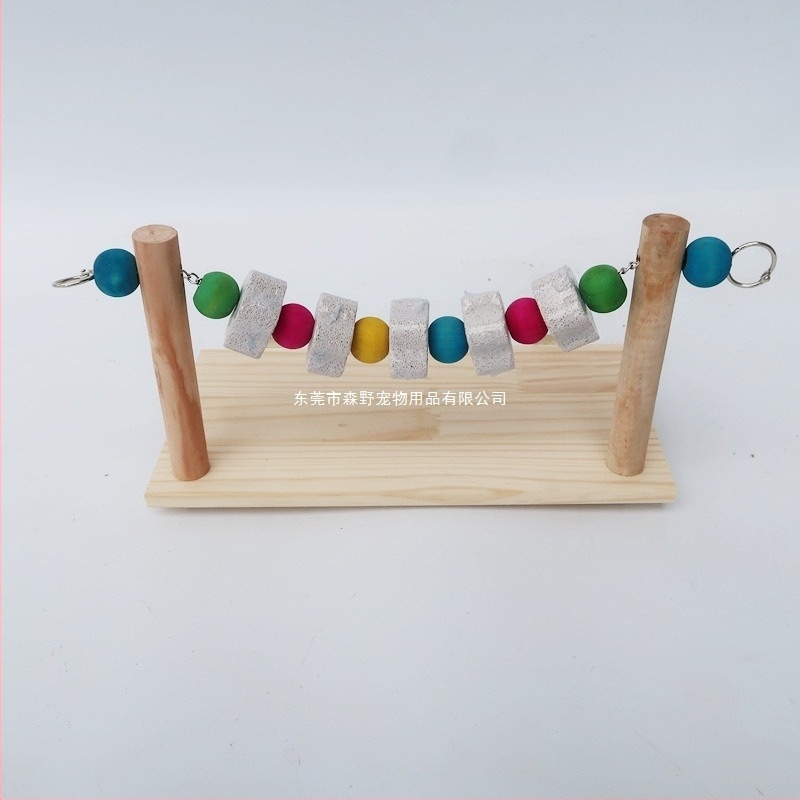 Drvena višefunkcijska skakačka platforma i kamen za zube – set za hamsteri, činčile i veverice