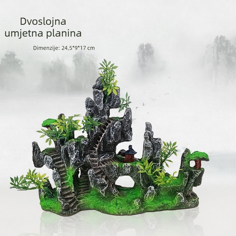 Dekoracija za akvarij – umjetna rockery stijena od smole, krajolik za akvarij, jednostavan i moderan stil