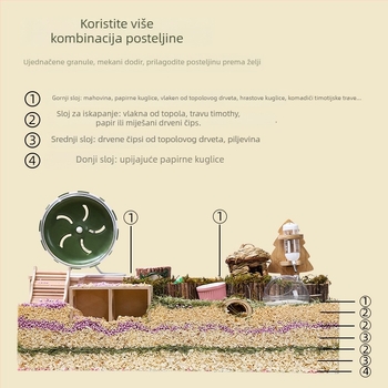 Podloga za hrčka od drvenih čipova – topolovo drvo, cijeli komad drveta, prozračna, za uređenje okoliša