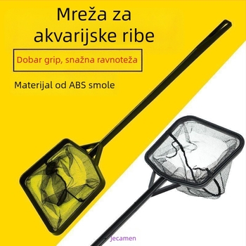 Ultra lagana mreža za čišćenje akvarija s dugom drškom i glavom s četkom za male ribice