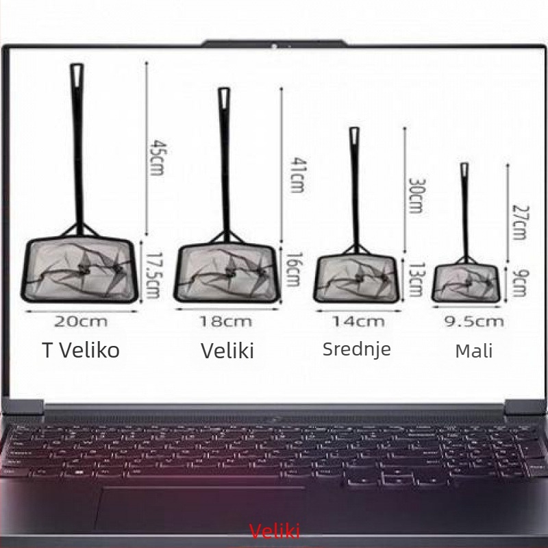 Ultra lagana mreža za čišćenje akvarija s dugom drškom i glavom s četkom za male ribice