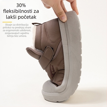 Muške snježne čizme – gornji dio od mikrovlaknastog kože, unutarnja vunena postava od umjetnog pliša, PU potplat, Velcro zatvarač, održavaju toplinu