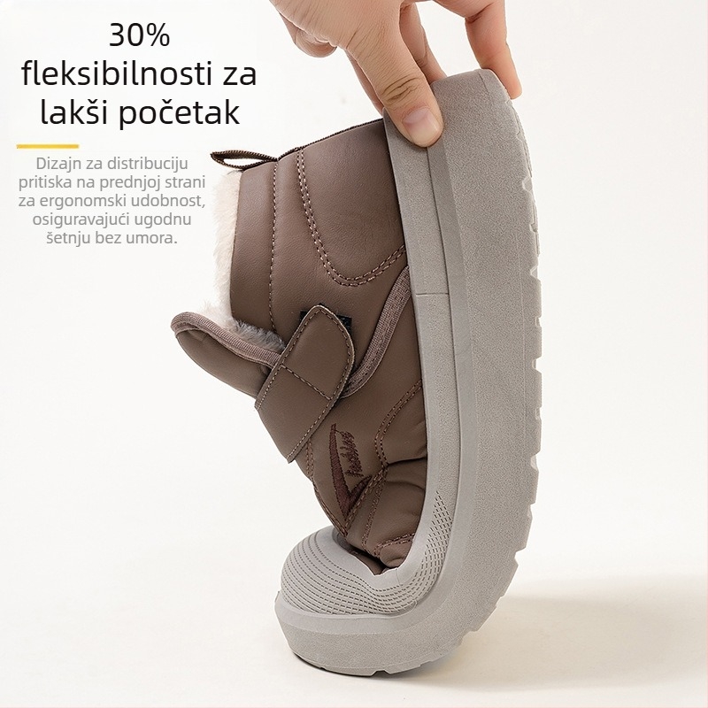 Muške snježne čizme – gornji dio od mikrovlaknastog kože, unutarnja vunena postava od umjetnog pliša, PU potplat, Velcro zatvarač, održavaju toplinu