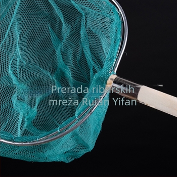 Ribarska mreža s drvenom ručkom i dvostrukim okvirom, mreža bez čvorova, oprema za ribolov i akvarij