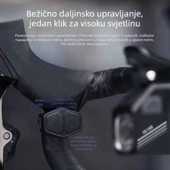 Romarvel prednje svjetlo za bicikl – 1600 lumena, bežično upravljanje, funkcija protiv zasljeplivanja, za noćnu vožnju cestovnim i planinskim biciklima