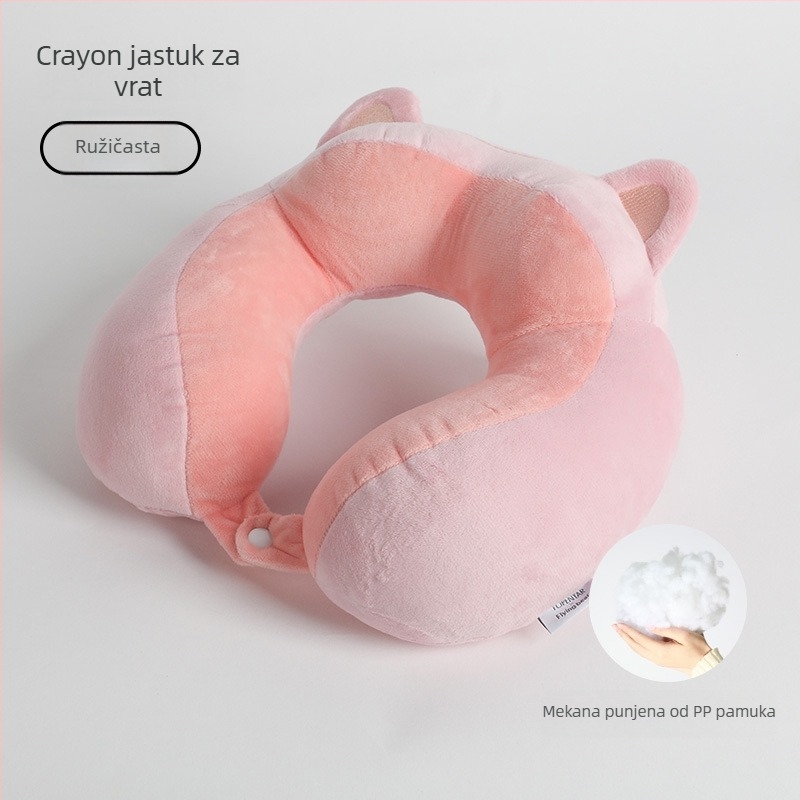 U-oblikovana jastučnica za vrat – crtić stil, prenosna za ured, kuću i putovanja; punilo: pamuk; jezgra od spandexa – super mekana; univerzalna prilagodba; težina ispod 0,5 kg